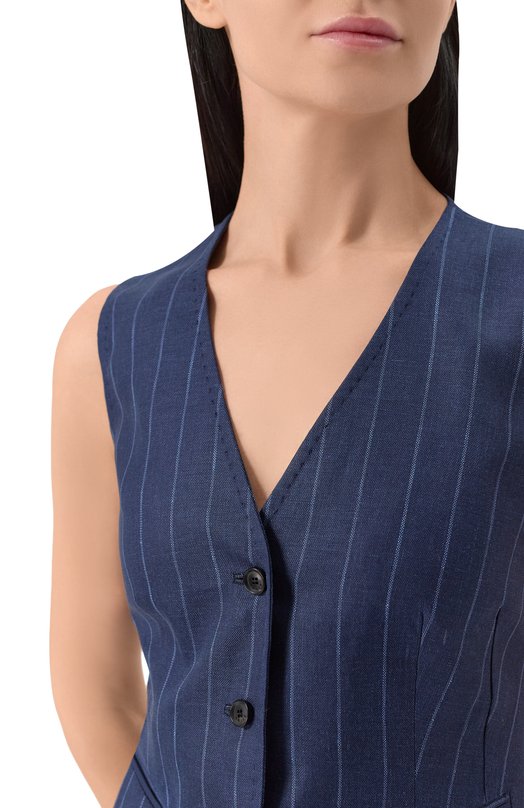 Жилет изо льна и шерсти Kiton D47456K0603E10 Синий  D47456K0603E10 Фото 5