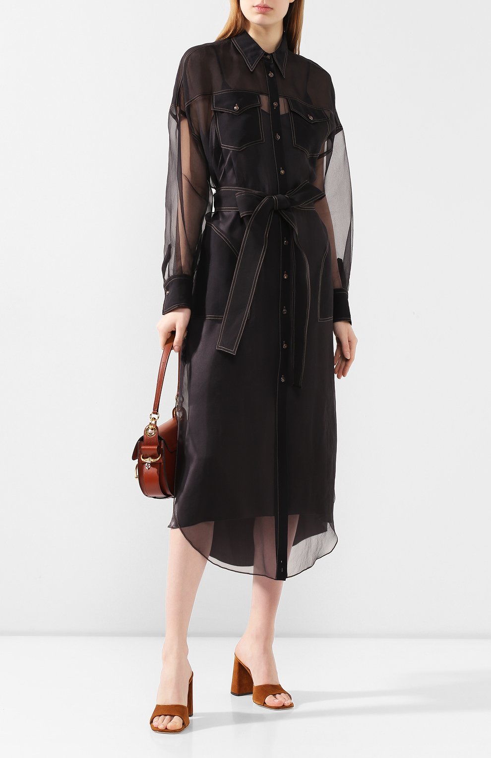Шелковое платье BRUNELLO CUCINELLI черного цвета по цене 399500 руб., арт. MF940ANV41, фото 2 Шелковое платье BRUNELLO CUCINELLI, арт. MF940ANV41, фото 2