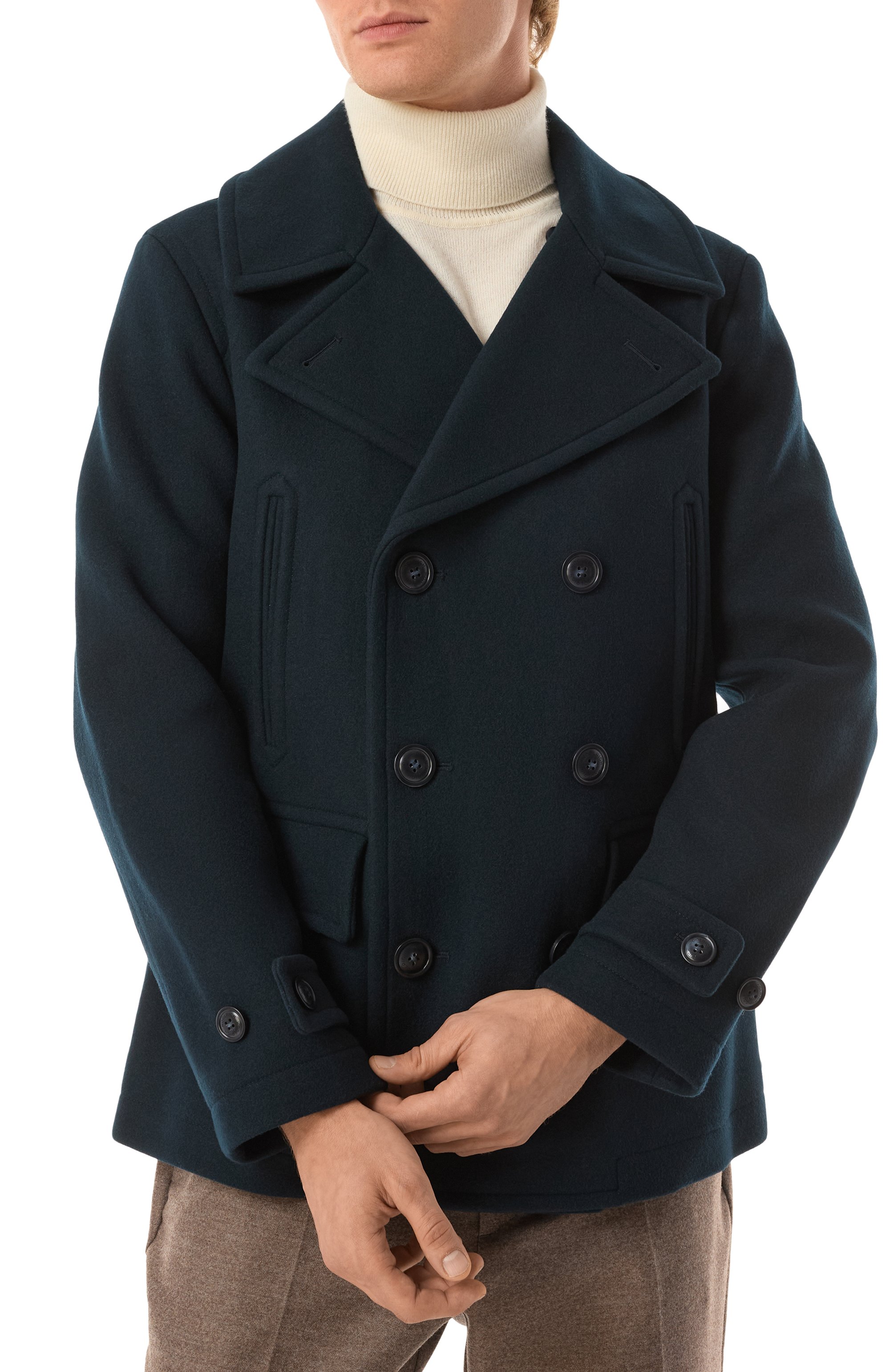 Шерстяной бушлат WOOLRICH темно-синего цвета по цене 109700 руб., арт. CFWOOU0976MRUT3798, фото 3 Шерстяной бушлат WOOLRICH, арт. CFWOOU0976MRUT3798, фото 3