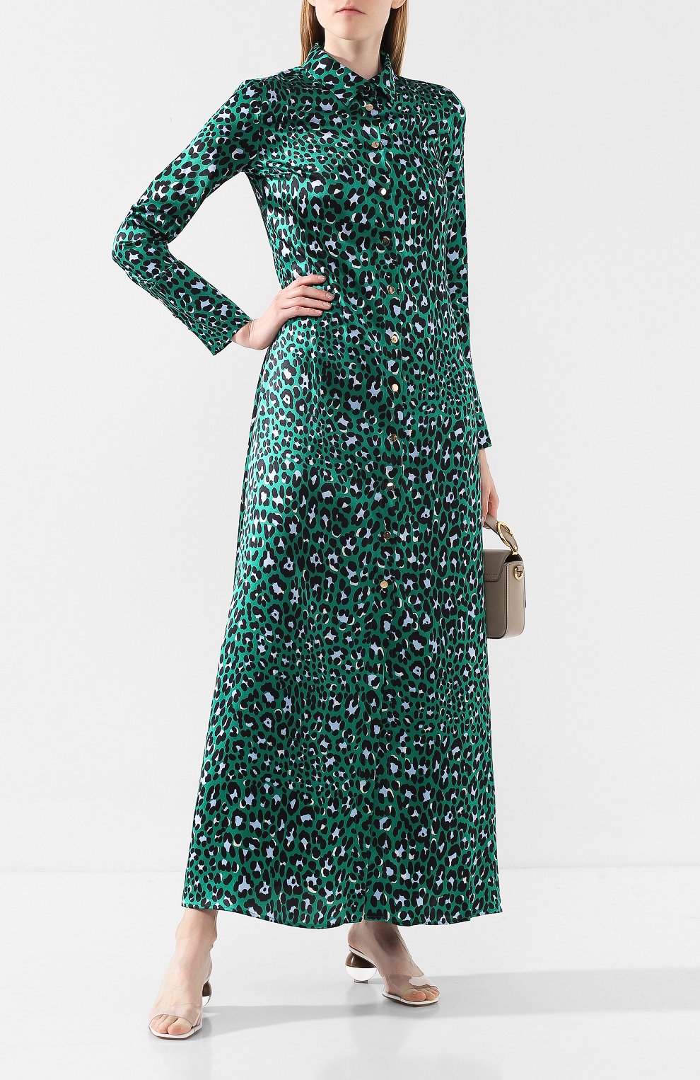 Атласное платье OLIVIA VON HALLE зеленого цвета по цене 78550 руб., арт. AW1946, фото 2 Атласное платье OLIVIA VON HALLE, арт. AW1946, фото 2