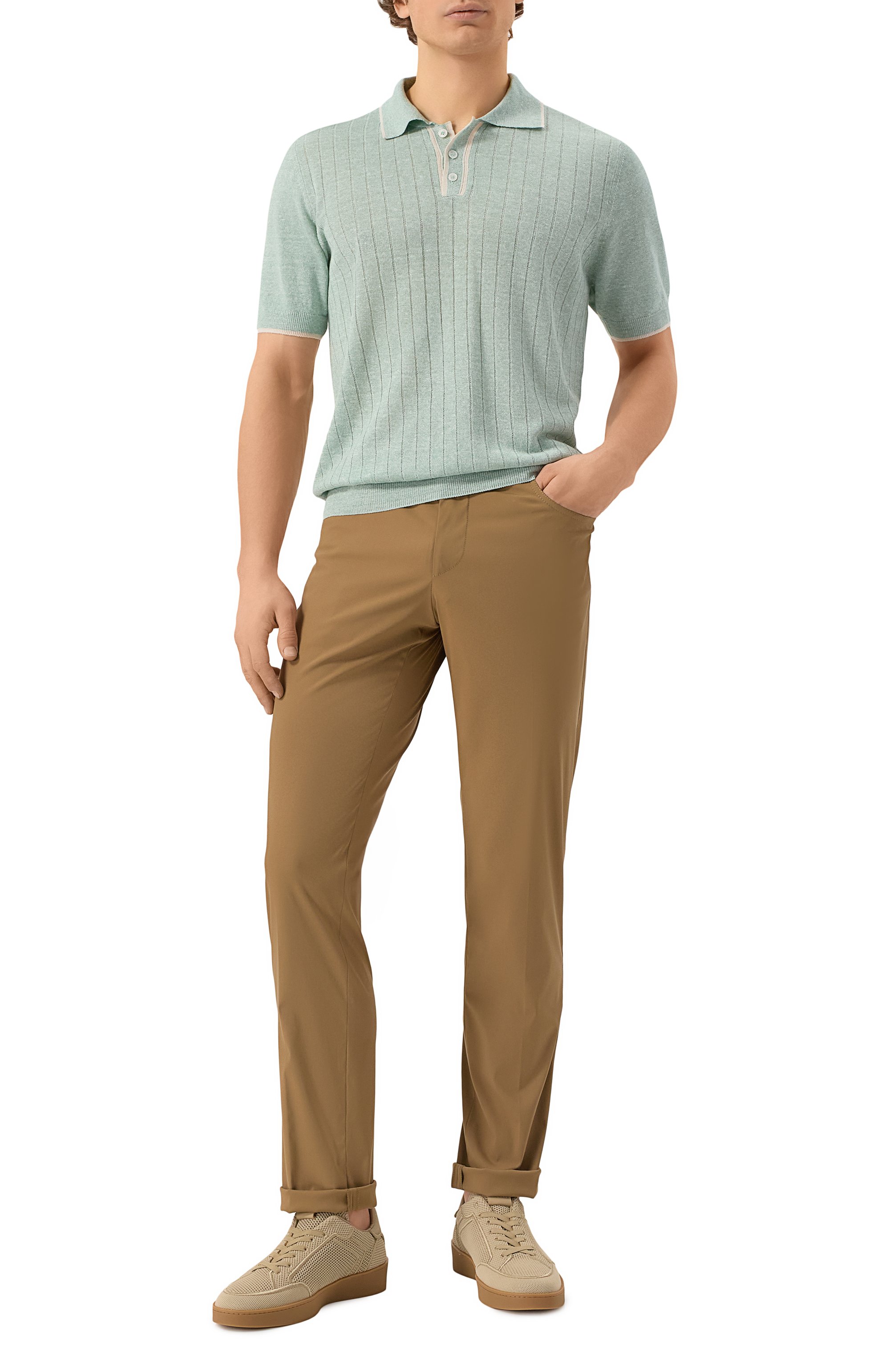 Поло изо льна и хлопка FEDELI, арт. 8UE05822, фото 2