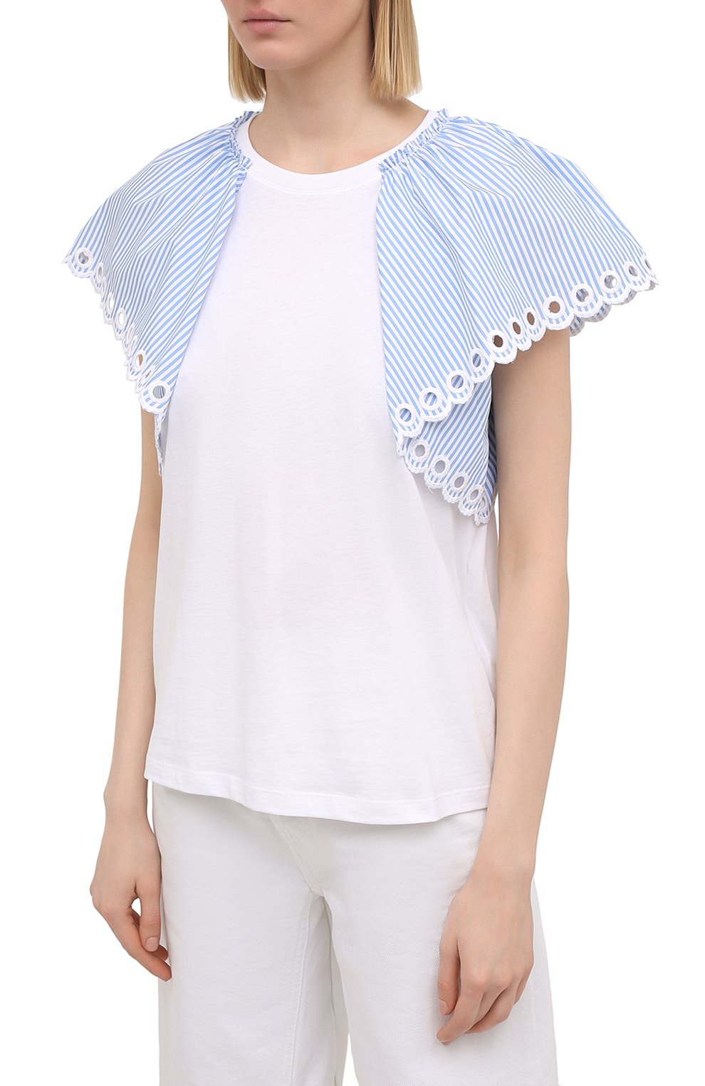Хлопковая футболка REDVALENTINO белого цвета по цене 39950 руб., арт. VR0MG09I/5W5, фото 3 Хлопковая футболка REDVALENTINO, арт. VR0MG09I/5W5, фото 3