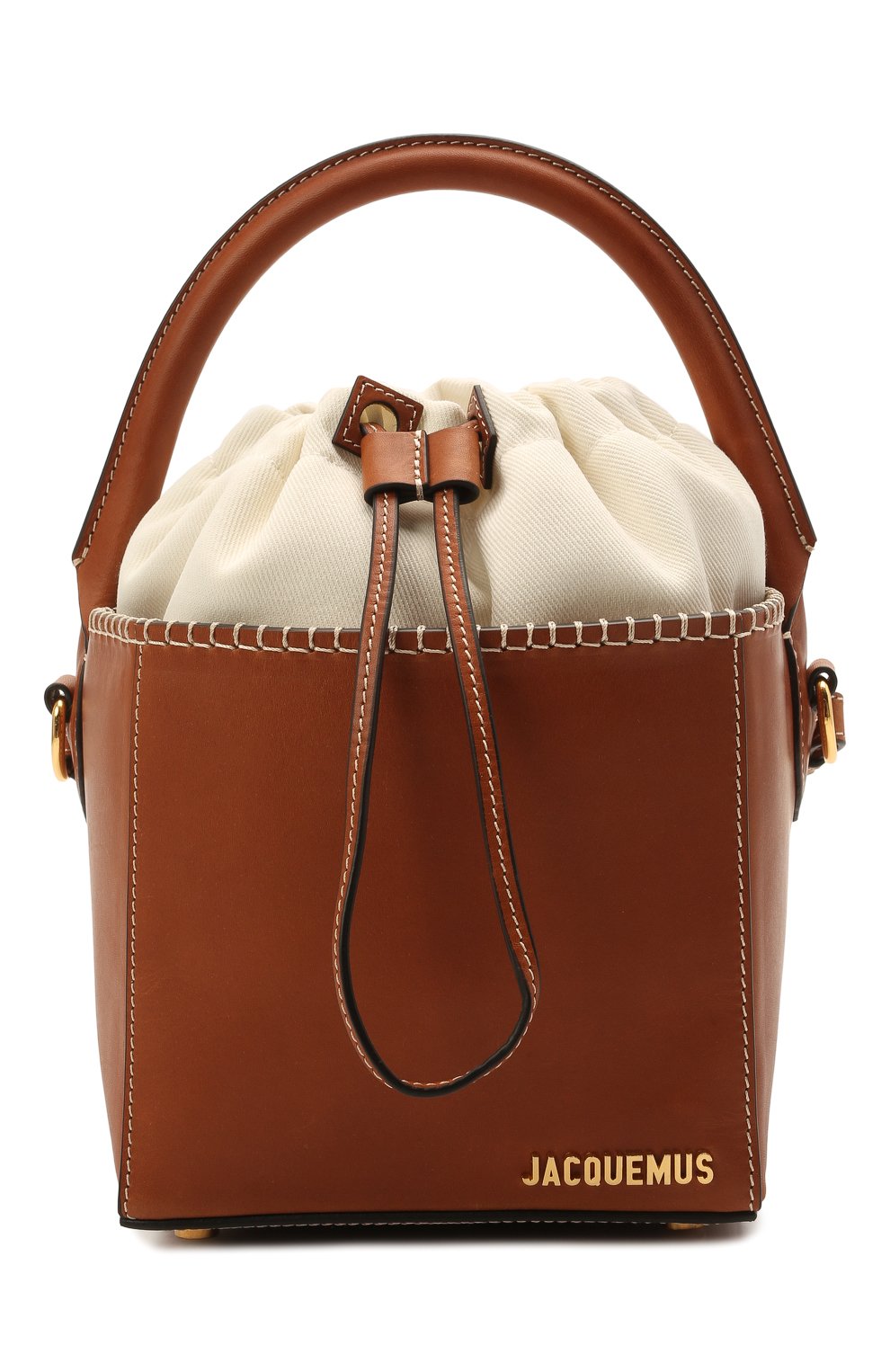 Handbag Jacquemus Le Seau Carre Женская коричневая сумка Le Seau