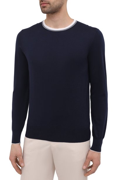 Джемпер из хлопка и кашемира FIORONI темно-синего цвета по цене 61950 руб., арт. MK22609A3, фото 3 Джемпер из хлопка и кашемира FIORONI, арт. MK22609A3, фото 3