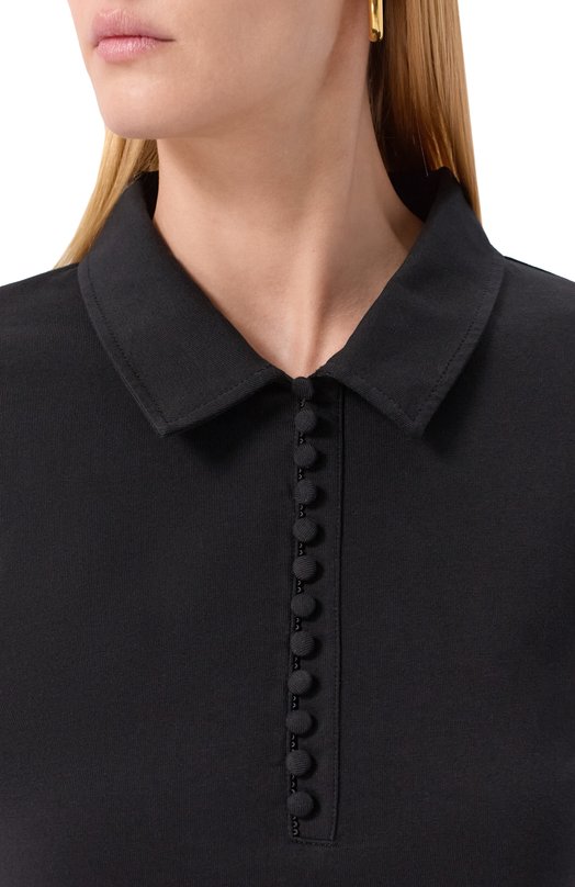 Хлопковое поло Dries Van Noten 011115-2603-900 Чёрный  011115-2603-900 Фото 5