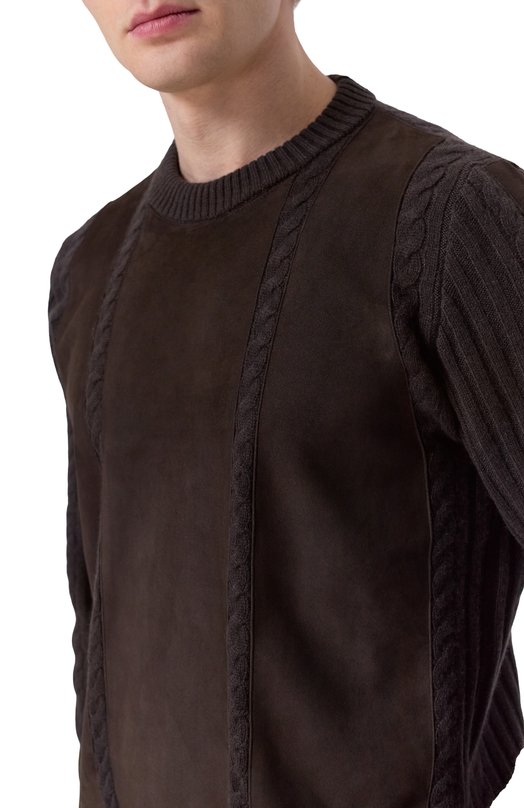 Кашемировый свитер с замшевой отделкой MVST M25.1MM.K011/K003 Коричневый  M25.1MM.K011/K003 Фото 5