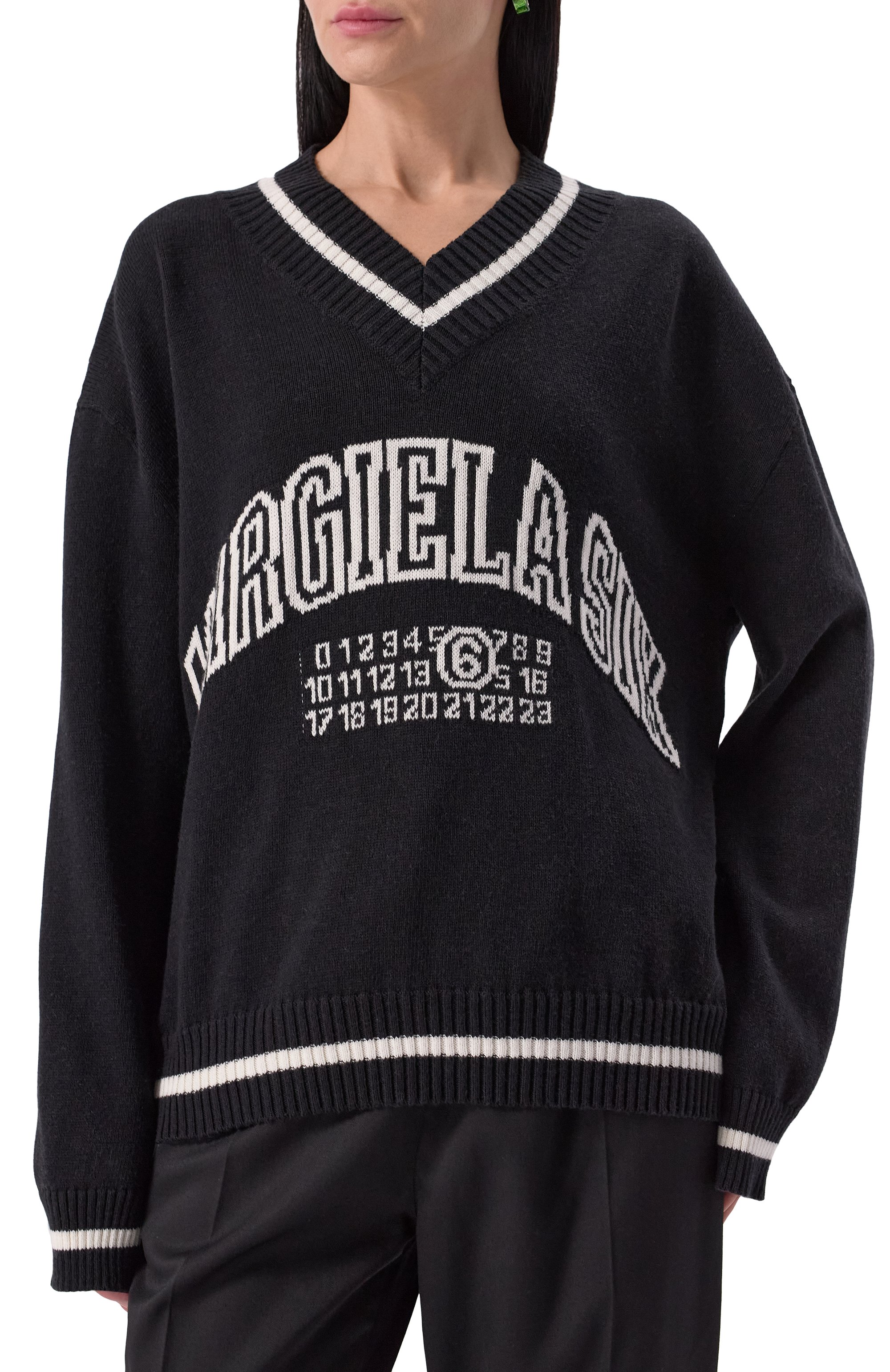 Пуловер из хлопка и шерсти MM6, арт. S52HN0009/M13085, фото 3