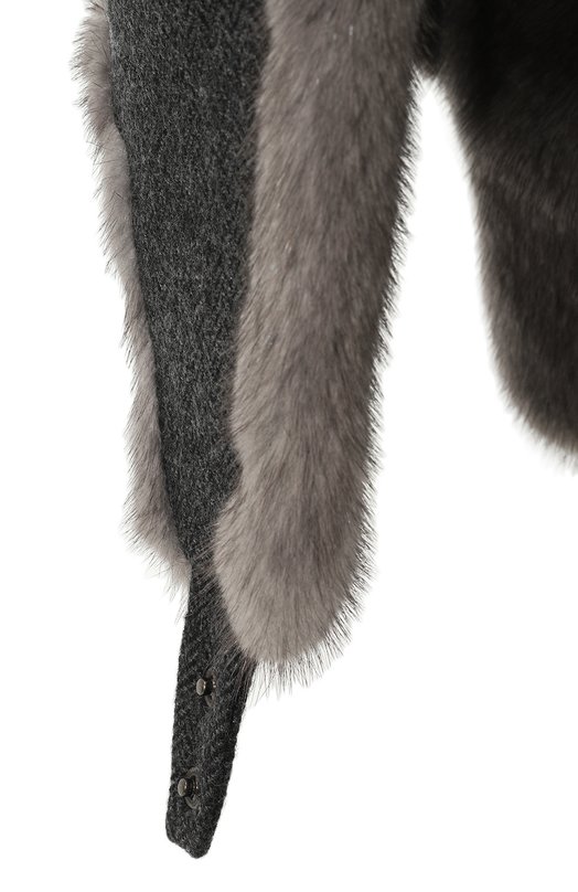 Шерстяная шапка-ушанка с мехом норки VICTORIA KUSENKOVA 098700644153 Серый  098700644153 Фото 4