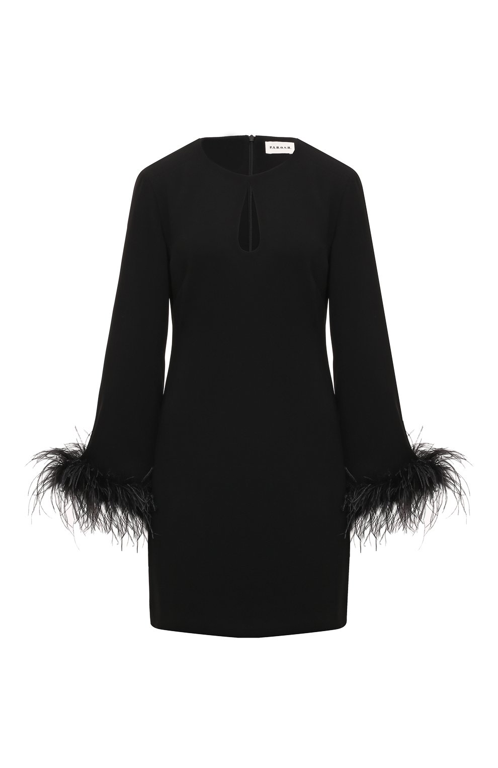 Платье с отделкой перьями P.A.R.O.S.H. черного цвета по цене 77150 руб., арт. D731343P, фото 1 Платье с отделкой перьями P.A.R.O.S.H., арт. D731343P, фото 1
