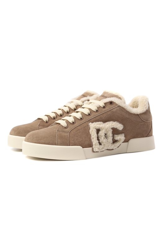 Замшевые кеды Portofino Dolce & Gabbana CK2374/AJ222 Коричневый CK2374/AJ222