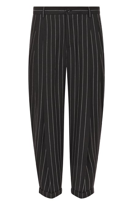 Мужские брюки изо льна и шерсти DOLCE & GABBANA черного цвета, арт. GP10DT/FR3F0 | Фото 1 (Драгоценные камни: Проставлено; Длина (брюки, джинсы): Стандартные; Материал внешний: Лен, Шерсть; Материал сплава: Проставлено)