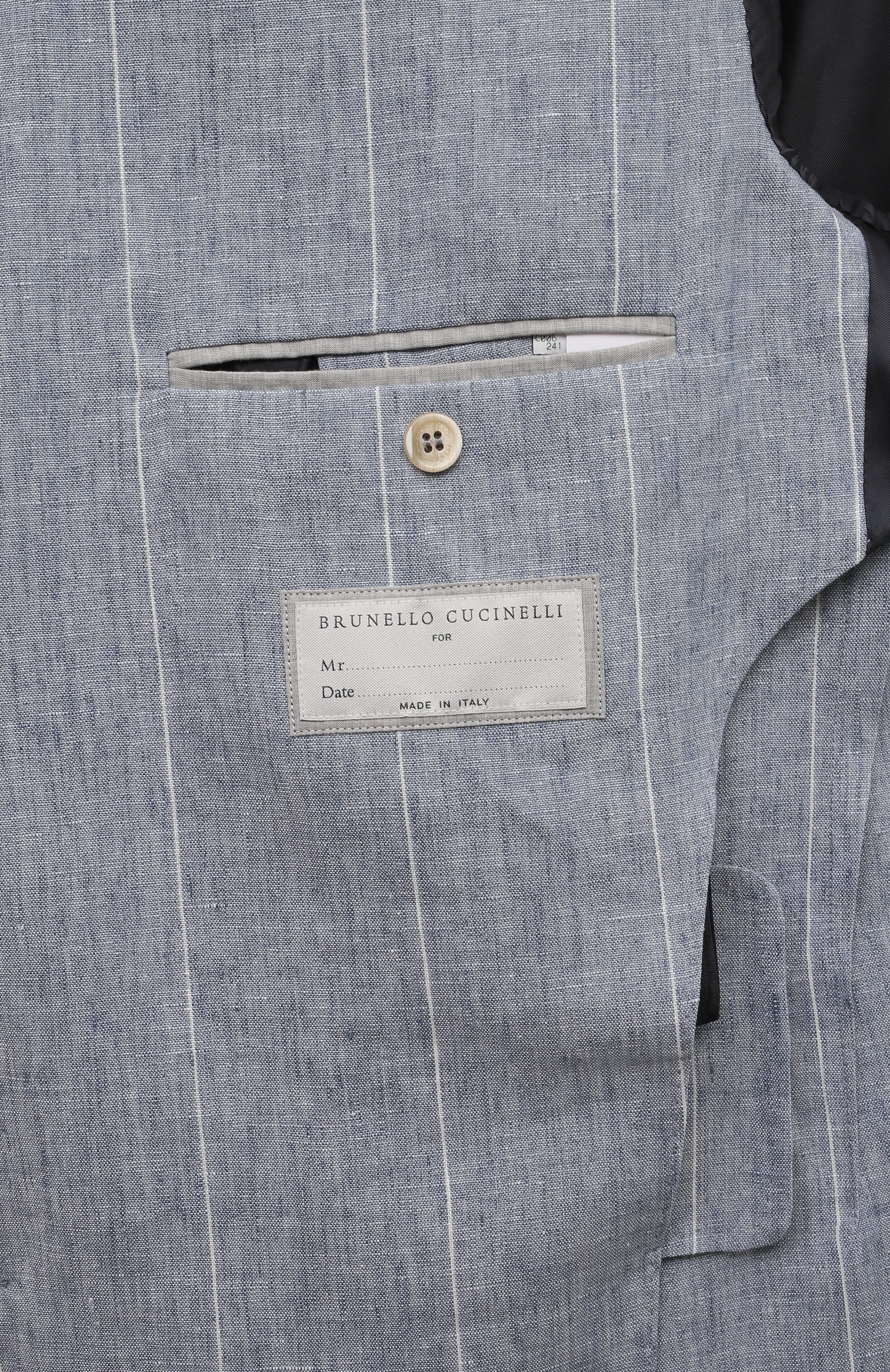 Льняной костюм BRUNELLO CUCINELLI синего цвета по цене 432000 руб., арт. MB400EDNS, фото 10 Льняной костюм BRUNELLO CUCINELLI, арт. MB400EDNS, фото 10