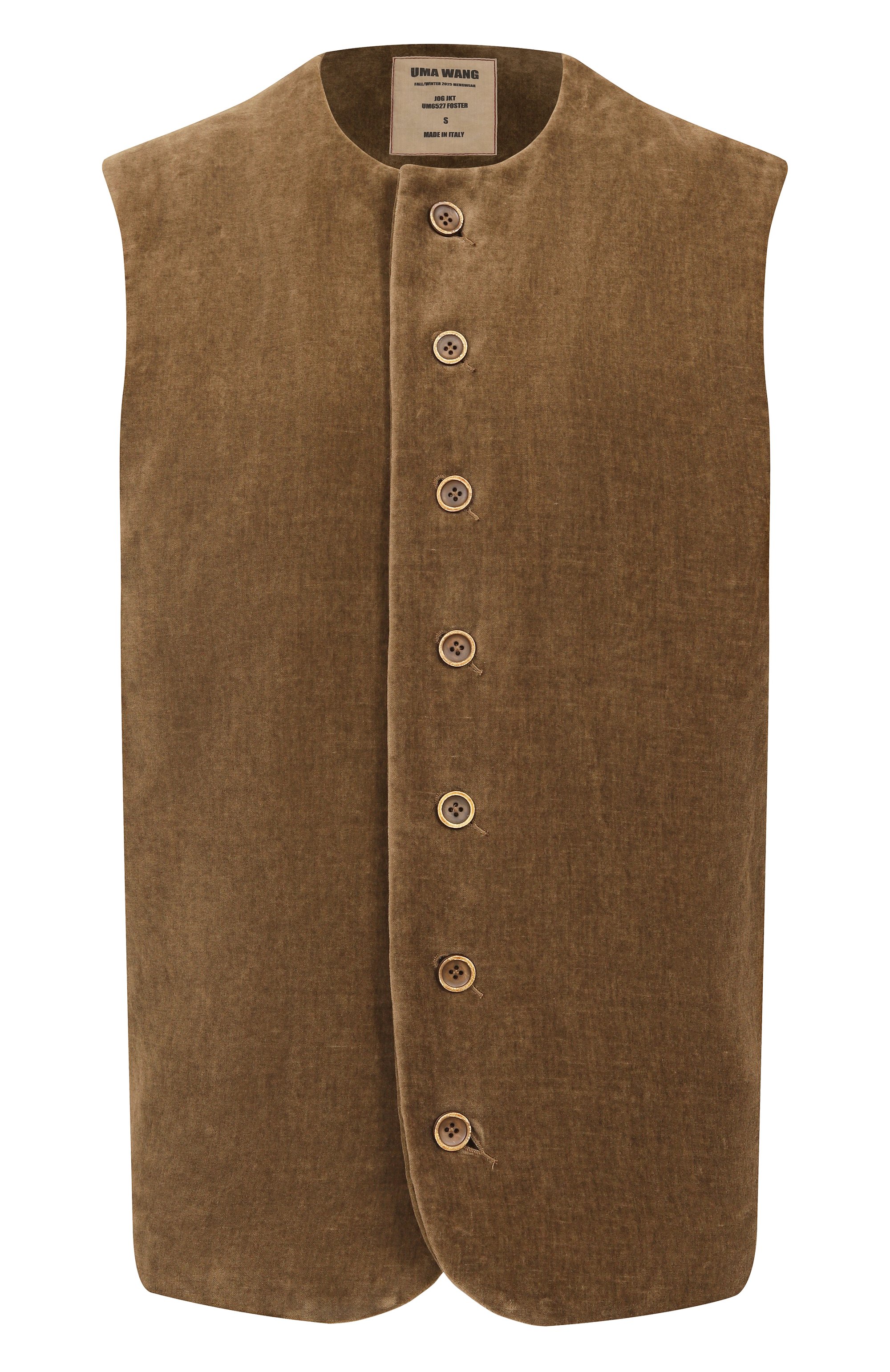 Жилет из хлопка и льна UMA WANG коричневого цвета по цене 121500 руб., арт. UM6527, фото 1 Жилет из хлопка и льна UMA WANG, арт. UM6527, фото 1