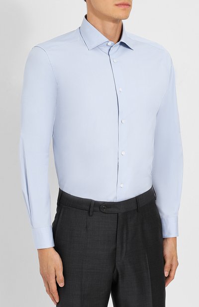 Хлопковая сорочка с воротником кент ZEGNA, арт. 401064/9HS0MT, фото 3