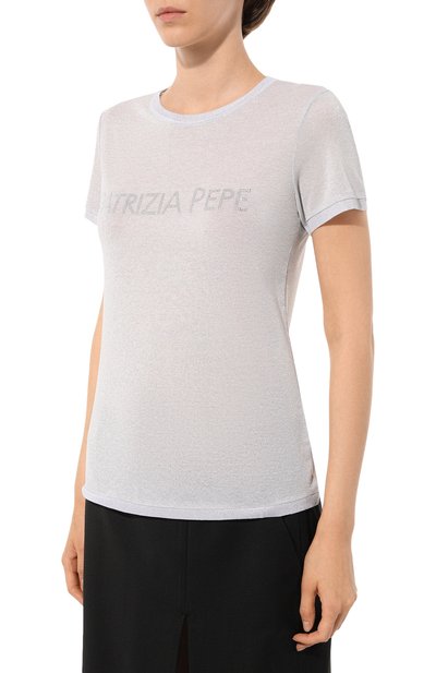 Футболка PATRIZIA PEPE серого цвета по цене 18200 руб., арт. 8K0159_K128, фото 3 Футболка PATRIZIA PEPE, арт. 8K0159_K128, фото 3