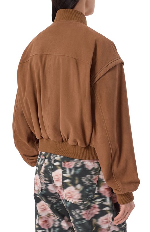 Замшевый бомбер Halfboy HS261WL084 LT006/B0MBER CR0P Коричневый  HS261WL084 LT006/B0MBER CR0P Фото 4