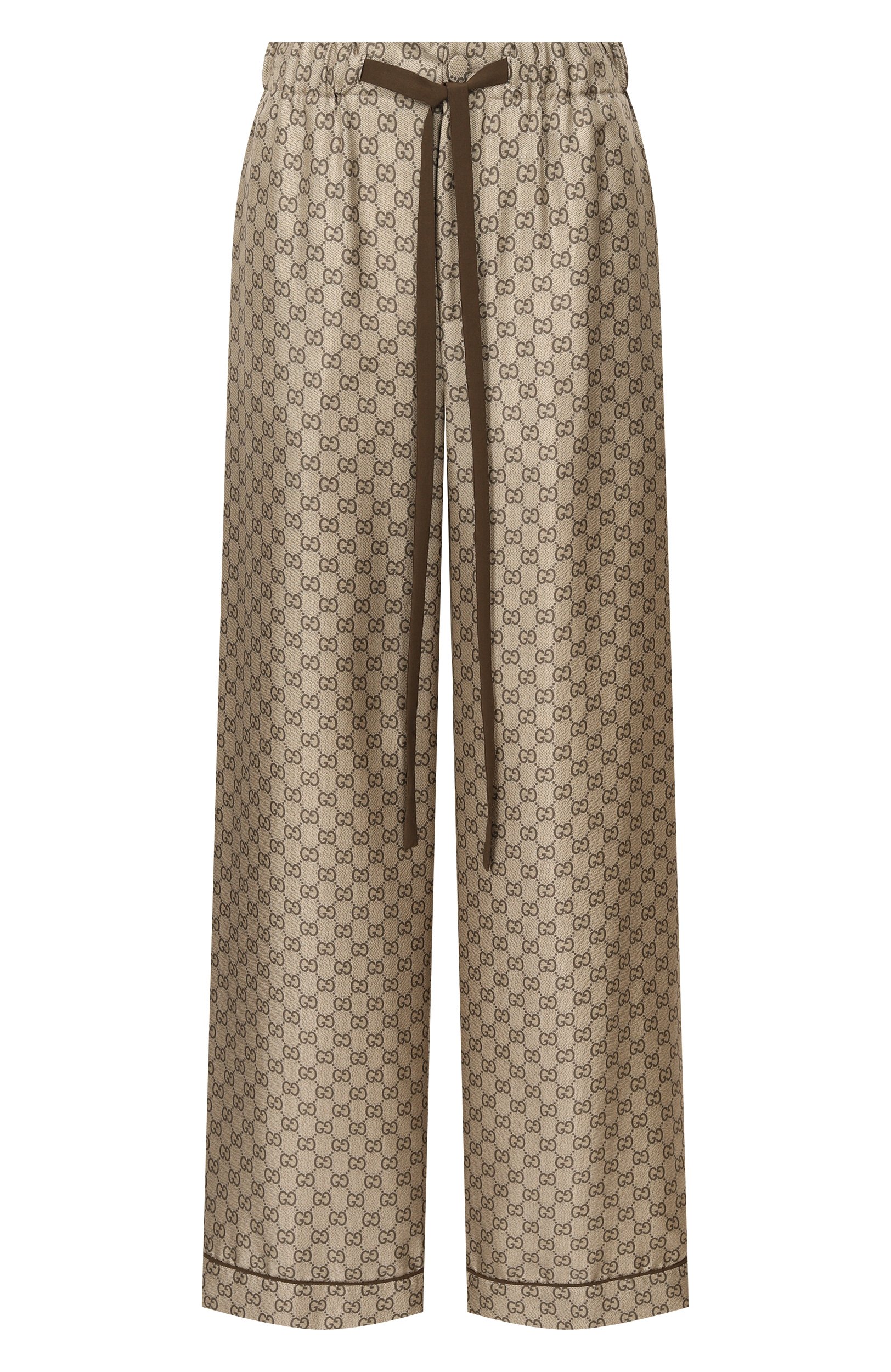 Шелковые брюки GUCCI бежевого цвета по цене 199500 руб., арт. 864567/ZAUUN, фото 1 Шелковые брюки GUCCI, арт. 864567/ZAUUN, фото 1
