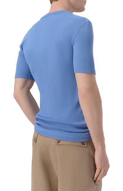 Хлопковая футболка-хенли DOLCE & GABBANA голубого цвета по цене 65300 руб., арт. G8QX6T/G7P3J, фото 4 Хлопковая футболка-хенли DOLCE & GABBANA, арт. G8QX6T/G7P3J, фото 4
