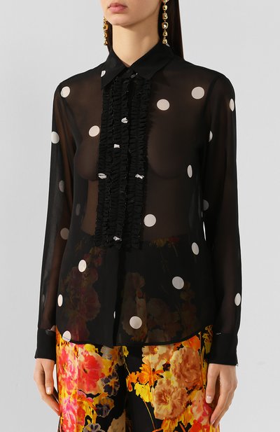 Блузка в горох DRIES VAN NOTEN черного цвета по цене 68850 руб., арт. 201-18641-9421, фото 3 Блузка в горох DRIES VAN NOTEN, арт. 201-18641-9421, фото 3