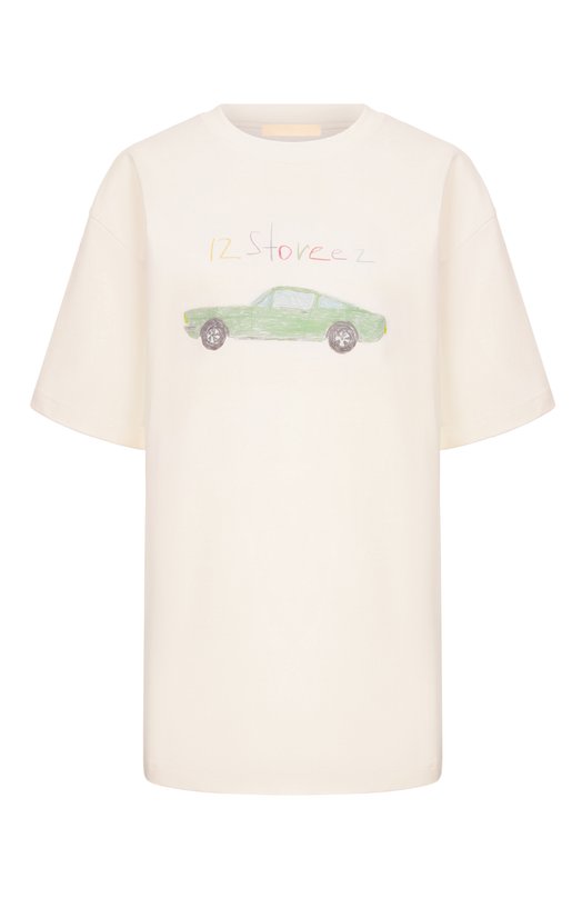 Хлопковая футболка 12 STOREEZ 136679 Кремовый 136679