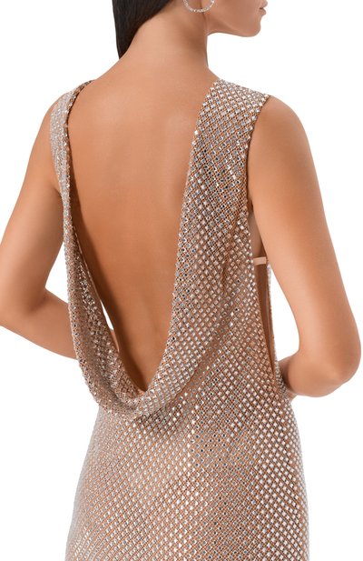 Платье с отделкой стразами SELF-PORTRAIT бежевого цвета по цене 115000 руб., арт. PF25009XSL, фото 5 Платье с отделкой стразами SELF-PORTRAIT, арт. PF25009XSL, фото 5