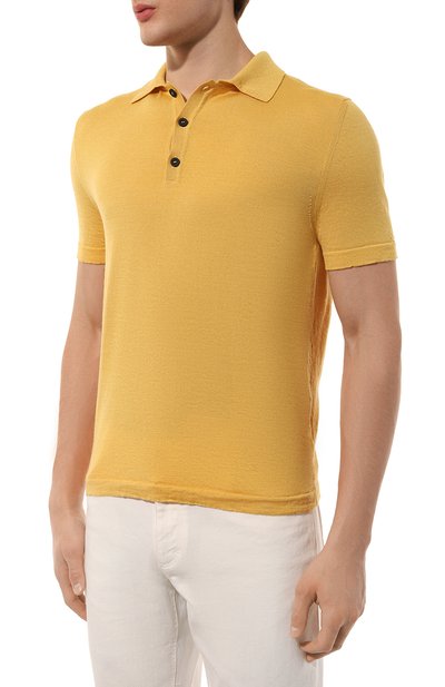 Поло из шерсти и шелка KITON желтого цвета по цене 99500 руб., арт. UMM049204, фото 3 Поло из шерсти и шелка KITON, арт. UMM049204, фото 3