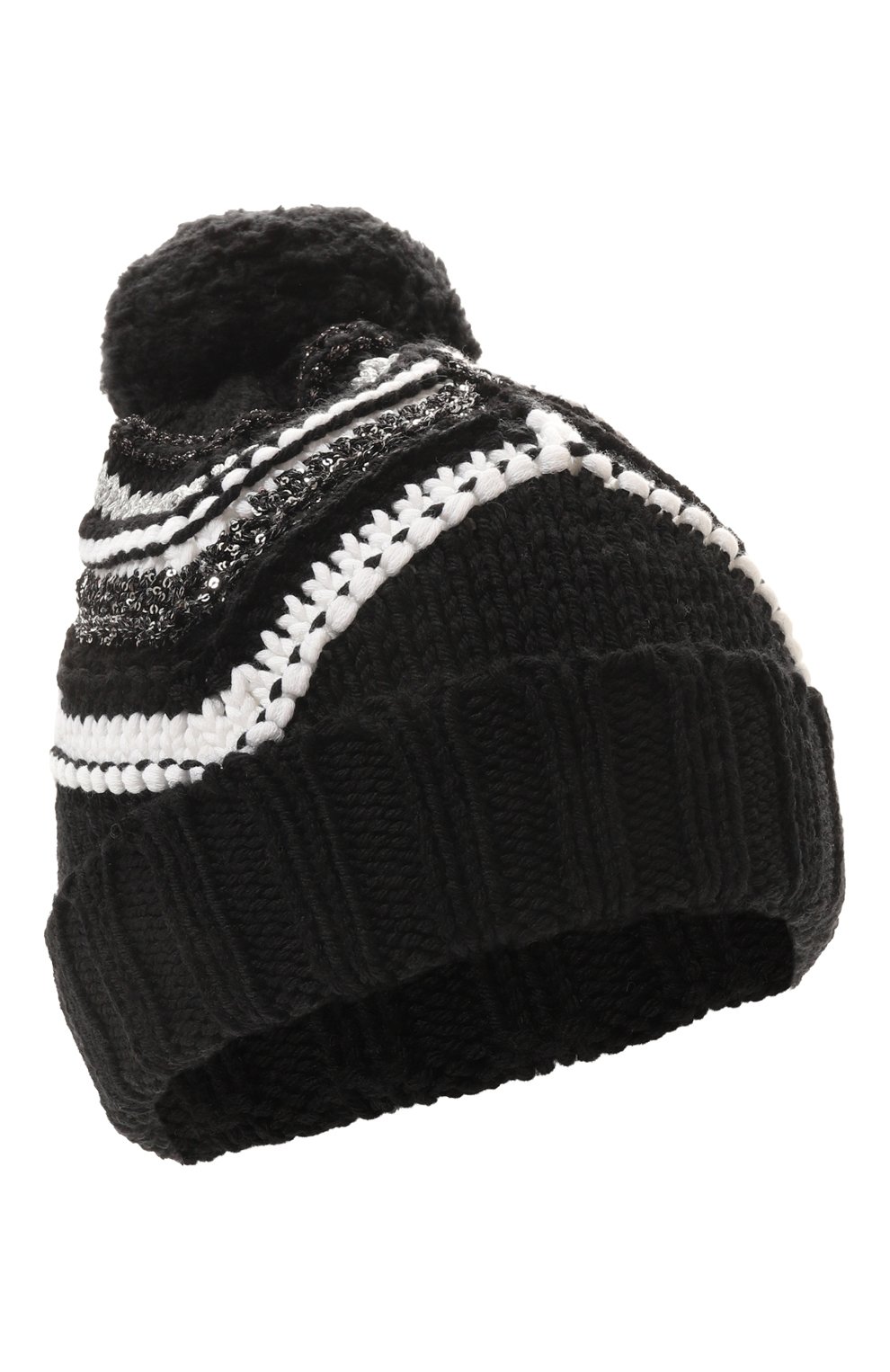 Шапка из шерсти и хлопка MISSONI черно-белого цвета по цене 15450 руб., арт. MV0A57/W0183, фото 1 Шапка из шерсти и хлопка MISSONI, арт. MV0A57/W0183, фото 1