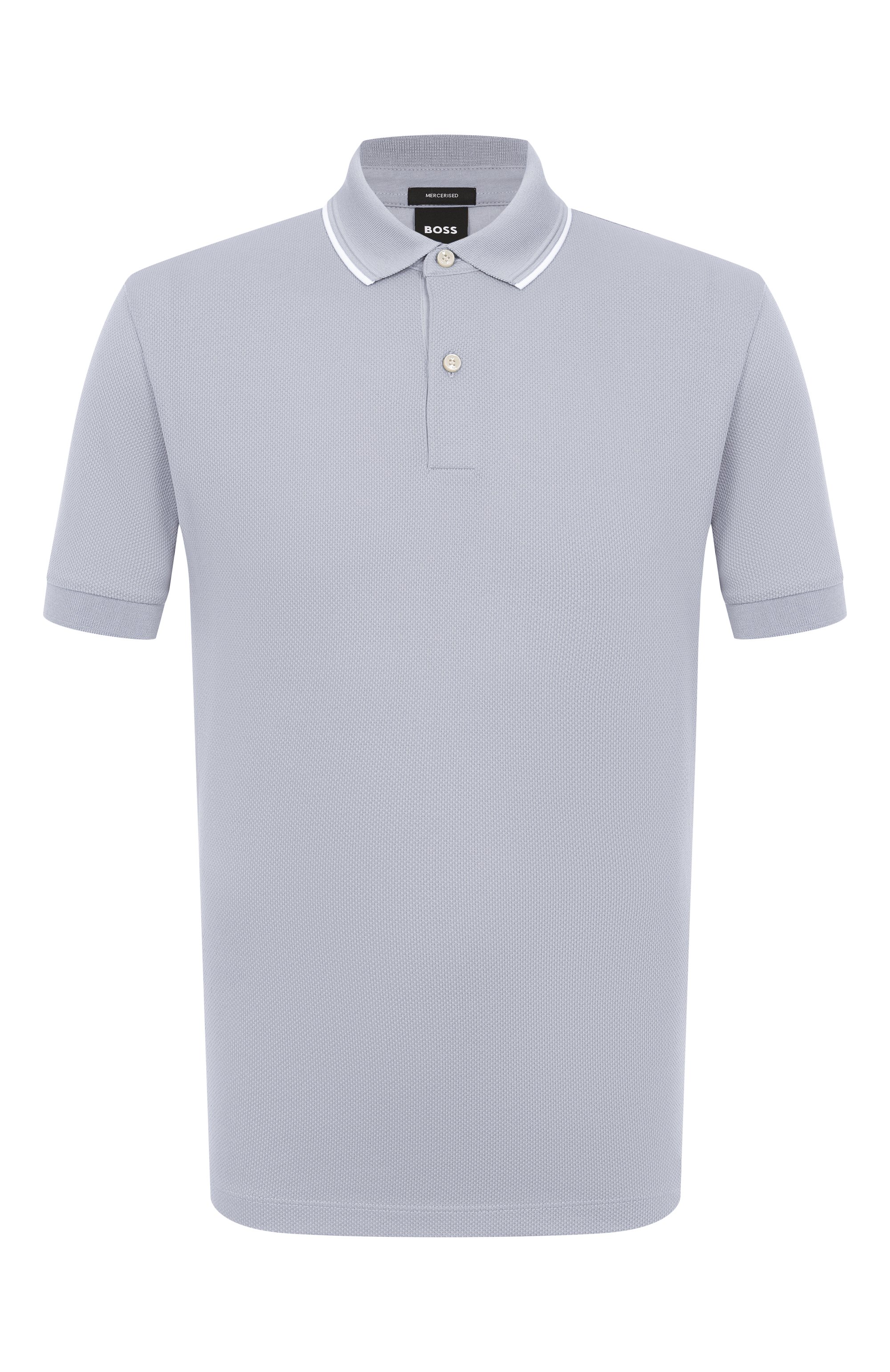 Хлопковое поло BOSS светло-голубого цвета по цене 17950 руб., арт. 50527650, фото 1 Хлопковое поло BOSS, арт. 50527650, фото 1