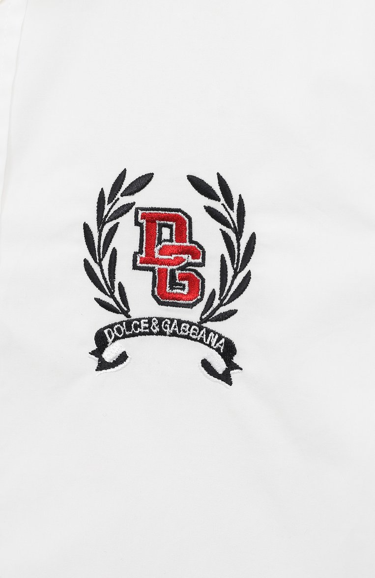 Детская хлопковая рубашка DOLCE & GABBANA белого цвета, арт. L43S23/G7JU7/2-6 | Фото 3 (Рукава: Длинные; Материал внешний: Хлопок; Стили: Классический; Автоматизация состава: Проставлено; Автоматизация ТО: Проставлено)