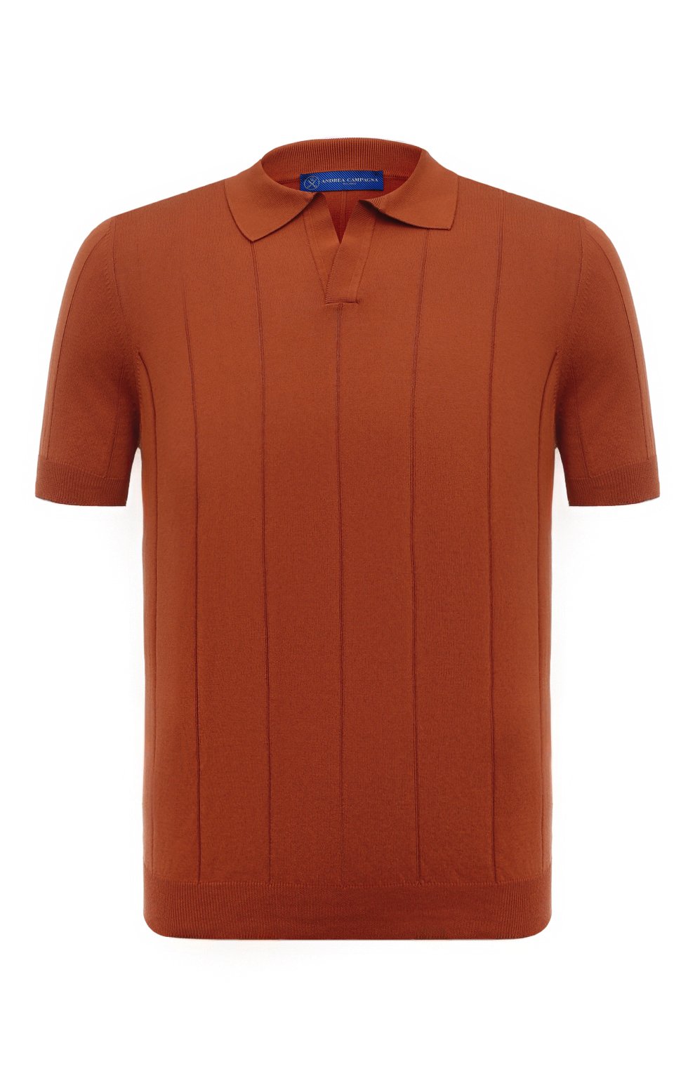Хлопковое поло ANDREA CAMPAGNA коричневого цвета по цене 41700 руб., арт. 57191/20660, фото 1 Хлопковое поло ANDREA CAMPAGNA, арт. 57191/20660, фото 1