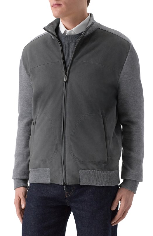 Кардиган с замшевой отделкой Zilli KZMC01M0270VTSU00_002 Серый  KZMC01M0270VTSU00_002 Фото 3