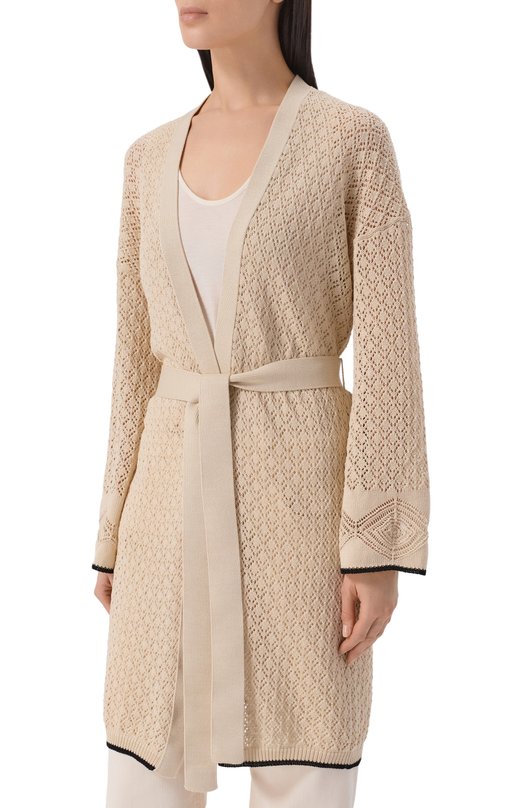 Хлопковый кардиган Agnona KR11038E/7C080PE Бежевый  KR11038E/7C080PE Фото 3