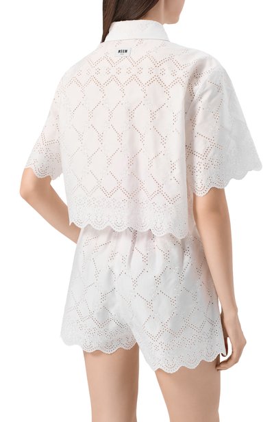 Хлопковая рубашка MSGM белого цвета по цене 38850 руб., арт. 4041MDE16/267122, фото 4 Хлопковая рубашка MSGM, арт. 4041MDE16/267122, фото 4