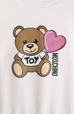 Детский хлопковый свитшот MOSCHINO молочного цвета, арт. HDF066/LDA00/10-14 | Фото 3 (Драгоценные камни: Проставлено; Рукава: Длинные; Материал сплава: Проставлено; Девочки Кросс-КТ: Свитшот-одежда; Тематический товар: Teddy Bear; Материал внешний: Хлопок; Ростовка одежда: 10 - 11 лет | 140 - 146см, 16 лет | 164 см, 12 лет | 152 см)