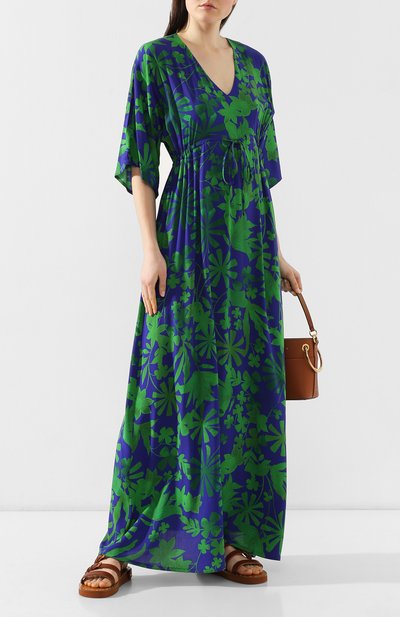 Платье с принтом PIETRO BRUNELLI зеленого цвета по цене 29100 руб., арт. AS1512/VI0058, фото 2 Платье с принтом PIETRO BRUNELLI, арт. AS1512/VI0058, фото 2