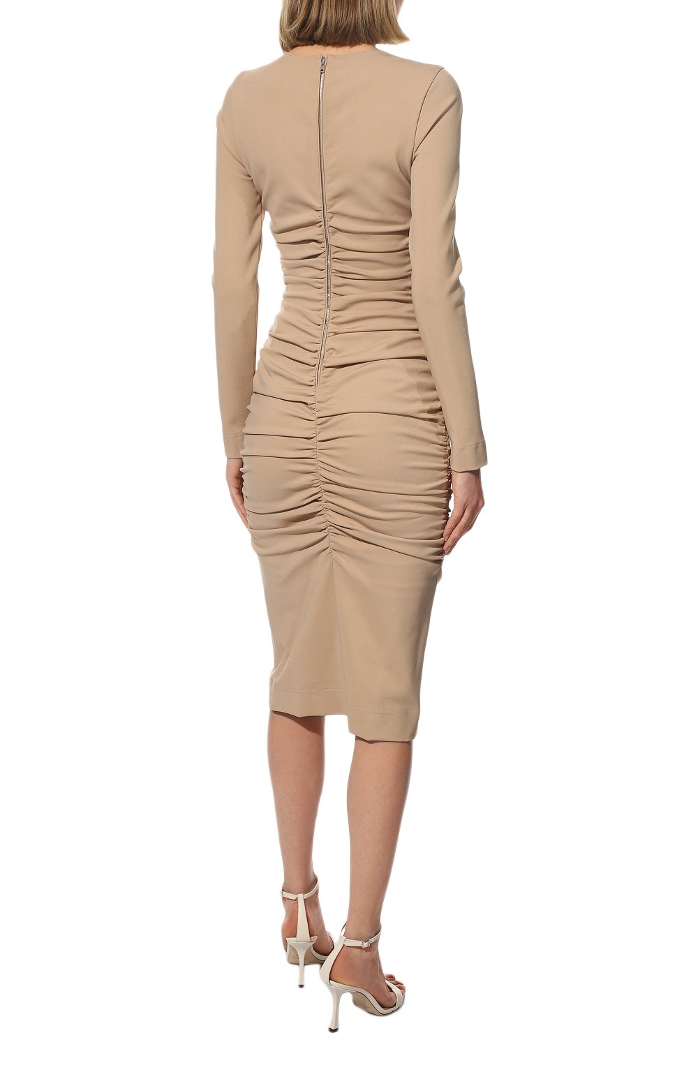 Платье из вискозы DOLCE & GABBANA бежевого цвета по цене 175500 руб., арт. F6ZR8T/FUGKF, фото 4 Платье из вискозы DOLCE & GABBANA, арт. F6ZR8T/FUGKF, фото 4