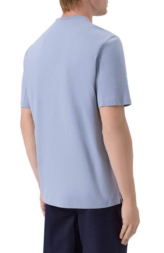 Хлопковая футболка Brunello Cucinelli M0B138440 Голубой  M0B138440 Фото 4