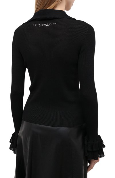 Пуловер из вискозы и шерсти PHILOSOPHY DI LORENZO SERAFINI черного цвета по цене 42200 руб., арт. A0923/5701, фото 4 Пуловер из вискозы и шерсти PHILOSOPHY DI LORENZO SERAFINI, арт. A0923/5701, фото 4