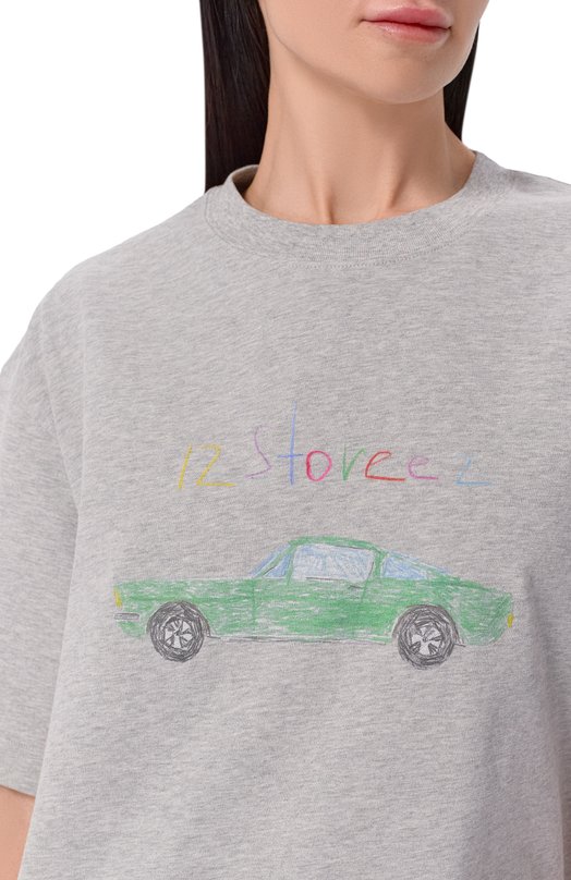 Хлопковая футболка 12 STOREEZ 136681 Серый  136681 Фото 5