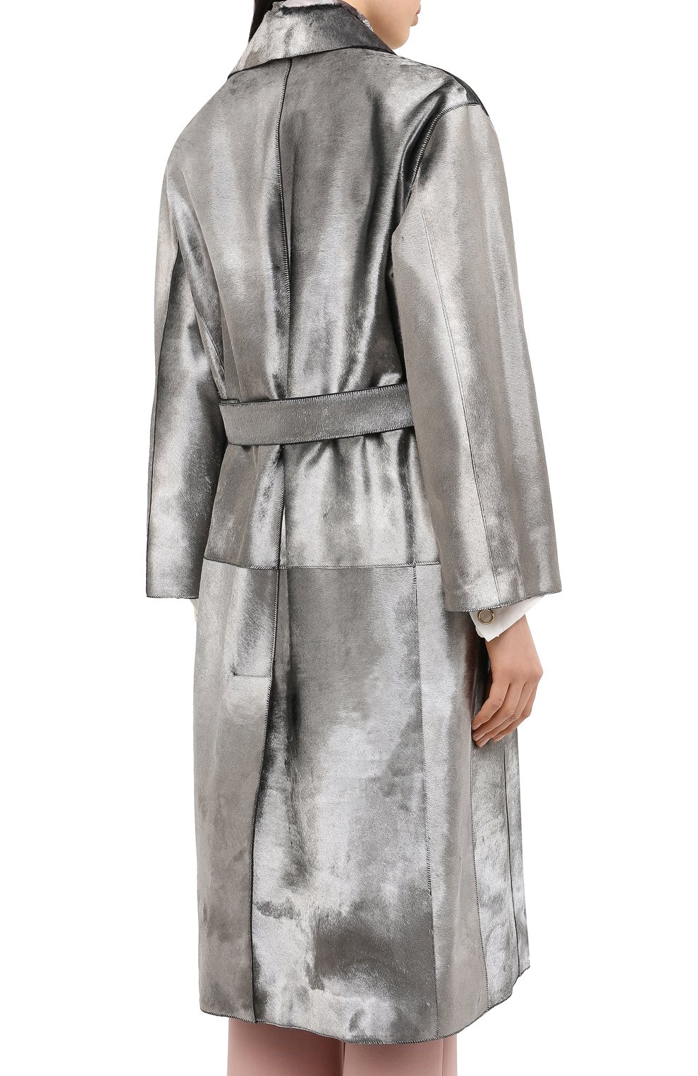 Меховое пальто с поясом GIORGIO ARMANI серебряного цвета по цене 1785000 руб., арт. 1AL04P/1AP12, фото 4 Меховое пальто с поясом GIORGIO ARMANI, арт. 1AL04P/1AP12, фото 4