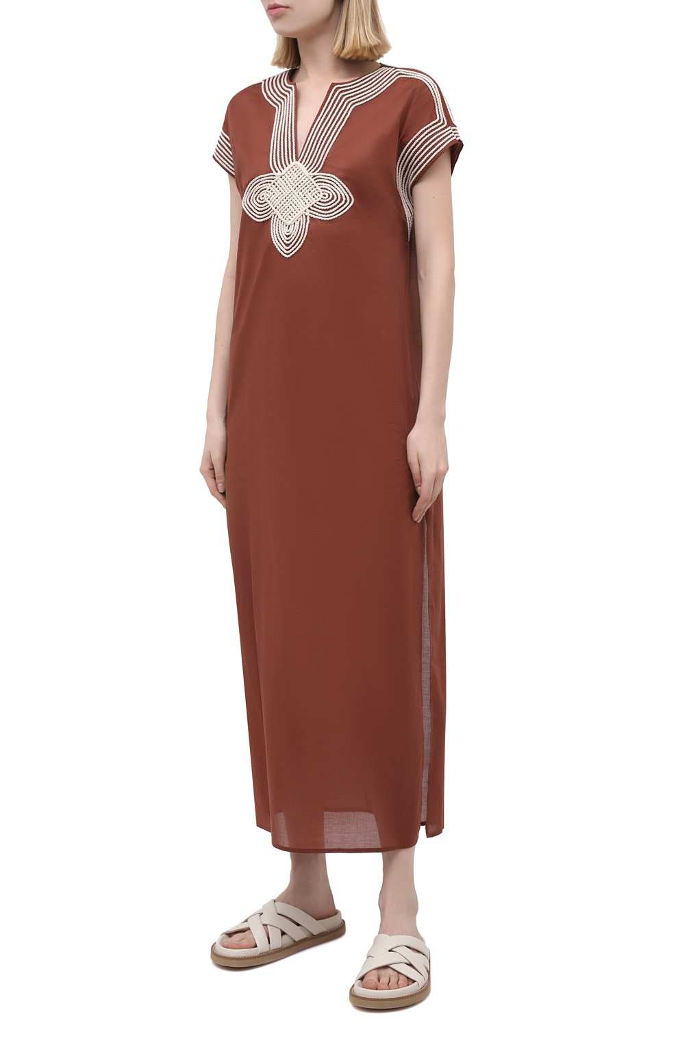 Хлопковая туника TORY BURCH коричневого цвета по цене 53300 руб., арт. 87519, фото 3 Хлопковая туника TORY BURCH, арт. 87519, фото 3