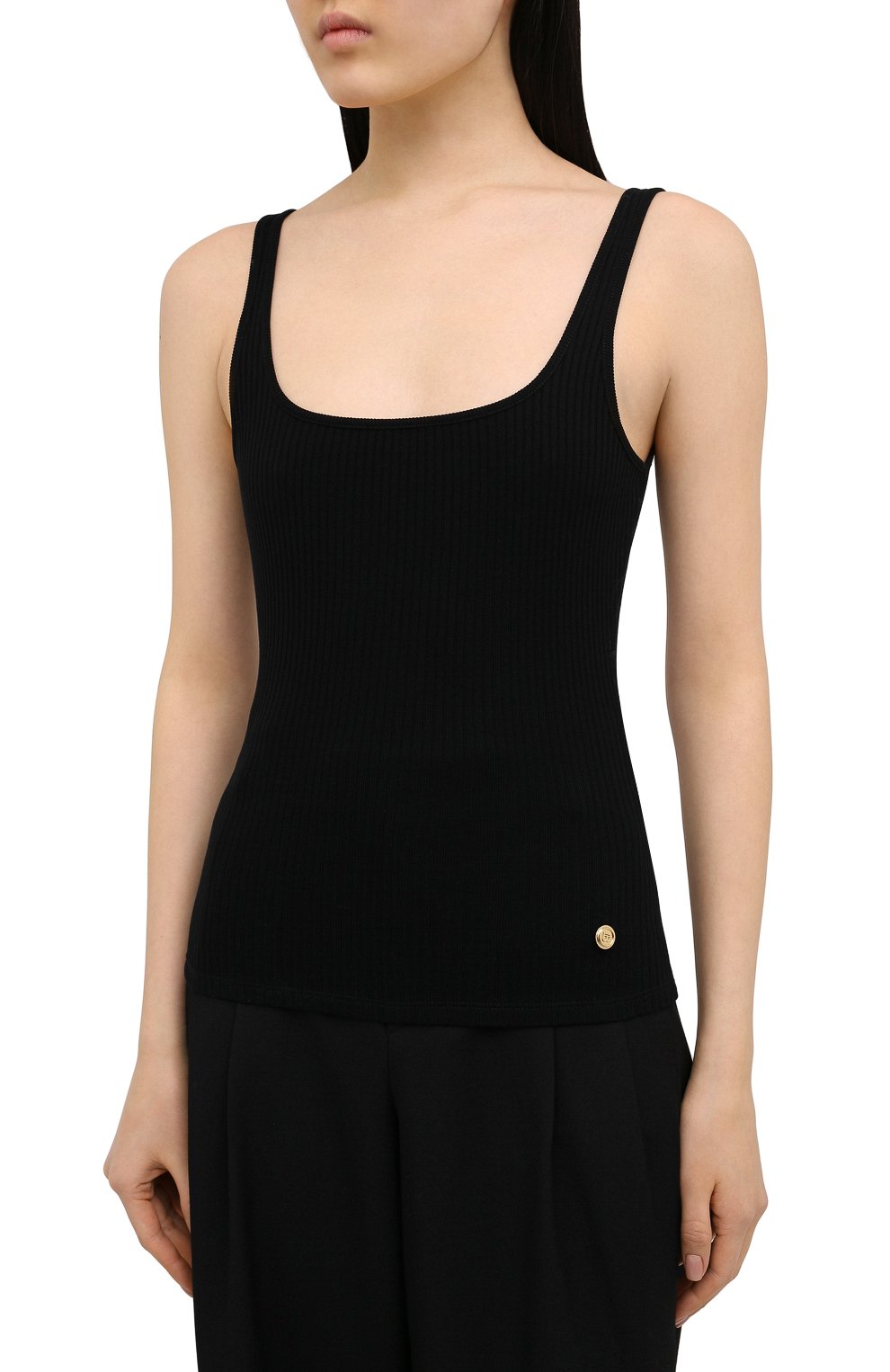 Хлопковая майка BALMAIN черного цвета по цене 29950 руб., арт. VF0AG020/J133, фото 3 Хлопковая майка BALMAIN, арт. VF0AG020/J133, фото 3
