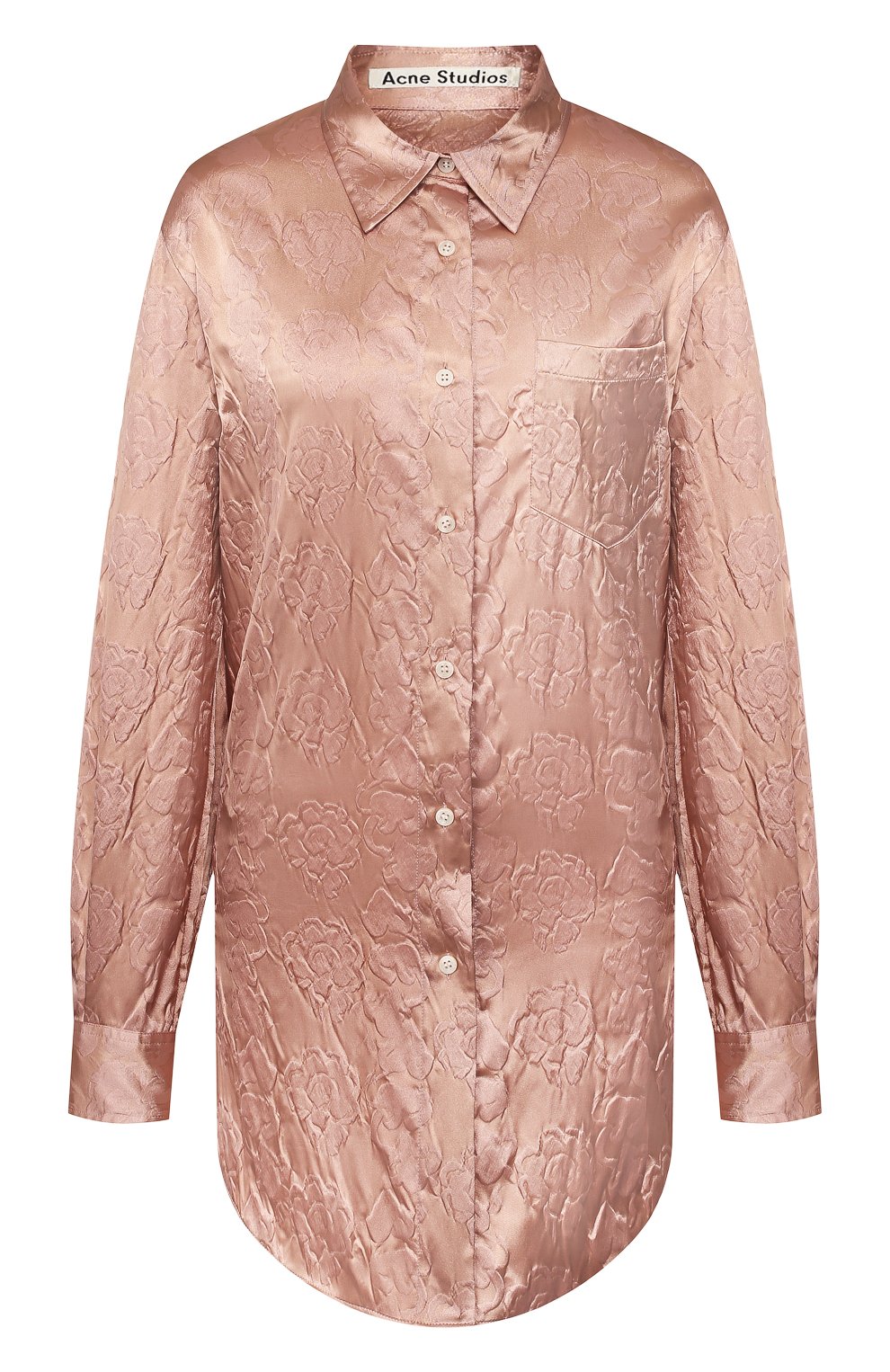 Атласная рубашка ACNE STUDIOS светло-розового цвета по цене 49950 руб., арт. AC0215/W, фото 1 Атласная рубашка ACNE STUDIOS, арт. AC0215/W, фото 1
