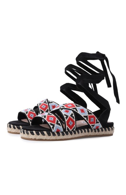 Женские комбинированные сандалии MIU MIU, арт. 5X040D-3L9G-F00C6-D025