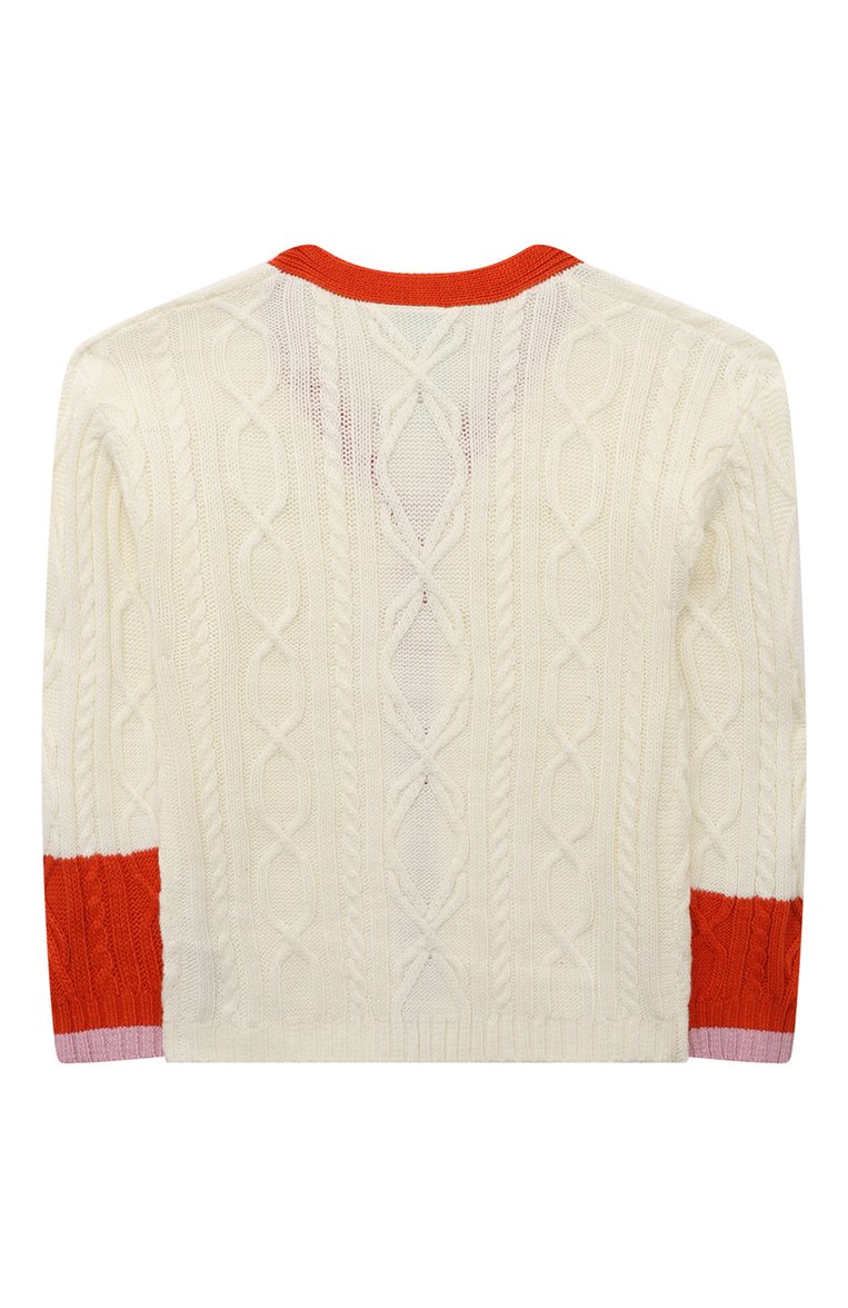 Детский кардиган KENZO белого цвета, арт. K15685/6Y-12Y | Фото 2 (Материал внешний: Синтетический материал; Рукава: Длинные; Материал сплава: Проставлено; Драгоценные камни: Проставлено; Девочки Кросс-КТ: Кардиган-одежда; Ростовка одежда: 10 - 11 лет | 140 - 146см, 12 лет | 152 см, 6 лет | 116 см, 8 лет | 128 см)
