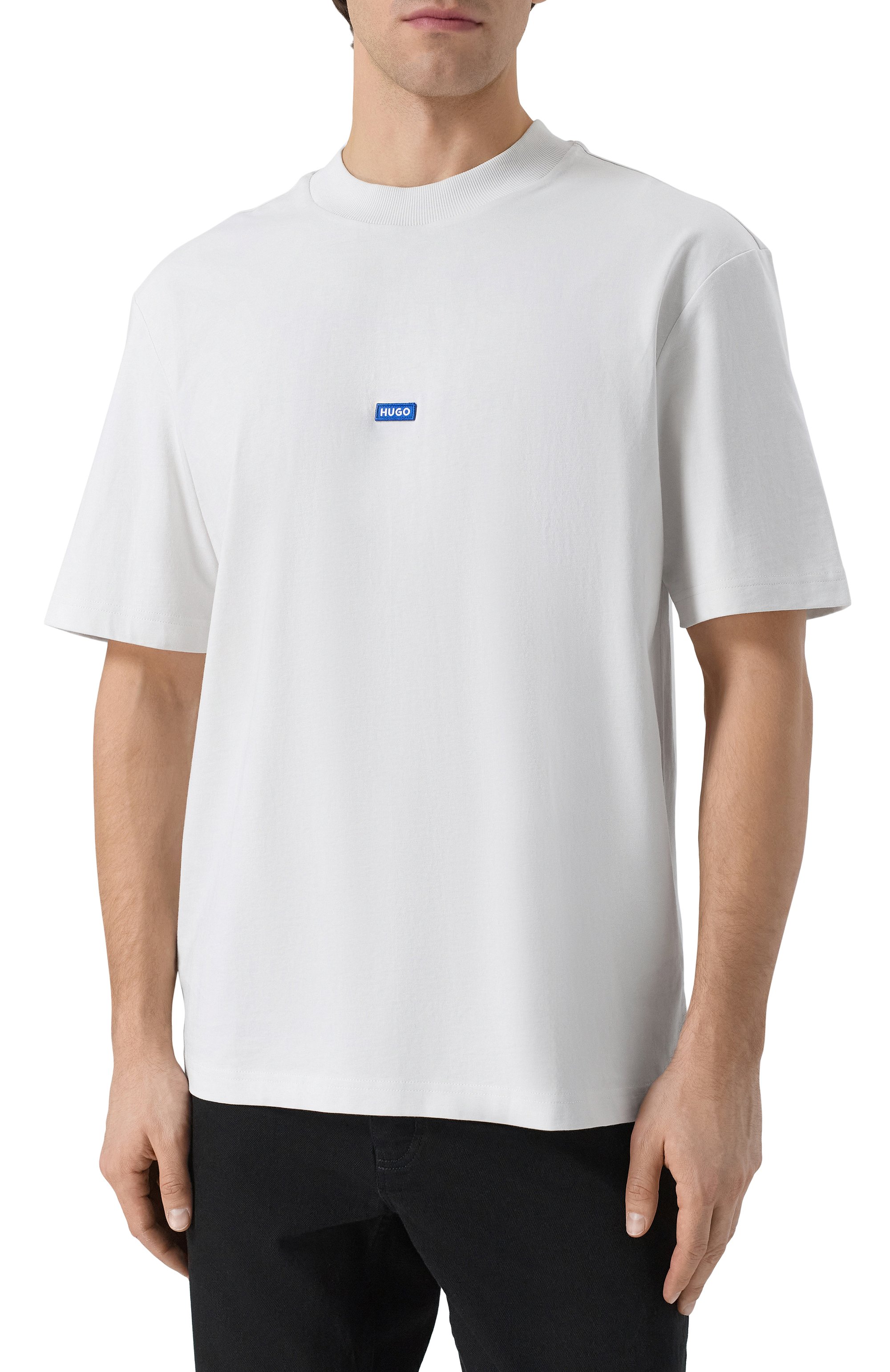 Хлопковая футболка HUGO BLUE кремового цвета по цене 7490 руб., арт. 50509991, фото 3 Хлопковая футболка HUGO BLUE, арт. 50509991, фото 3