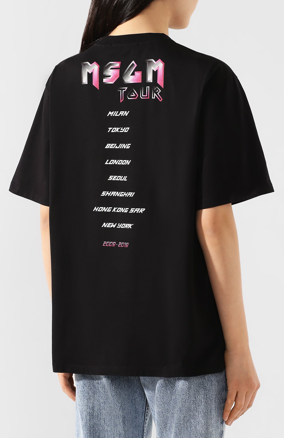 Хлопковая футболка MSGM черного цвета по цене 16200 руб., арт. 2842MDM289 207498, фото 4 Хлопковая футболка MSGM, арт. 2842MDM289 207498, фото 4