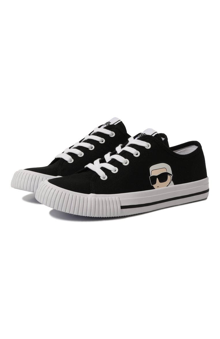Детские текстильные кеды KARL LAGERFELD KIDS черного цвета, арт. Z30010 | Фото 1 (Нос: Не проставлено; Материал внешний: Текстиль; Материал сплава: Проставлено; Мальчики Кросс-КТ: Обувь-низкие)