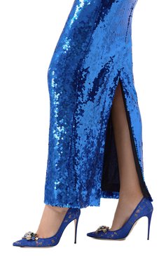 Женские текстильные туфли rainbow 105 DOLCE & GABBANA синего цвета, арт. CD1823/AQ074 | Фото 3 (Материал внутренний: Текстиль; Драгоценные камни: Проставлено; Материал сплава: Проставлено; Подошва: Плоская; Материал внешний: Текстиль; Каблук высота: Высокий; Каблук тип: Шпилька)