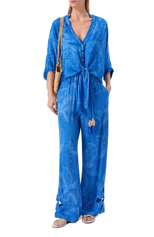 Атласные брюки Poupette St Barth WPFR26QVYRFU Голубой  WPFR26QVYRFU Фото 2